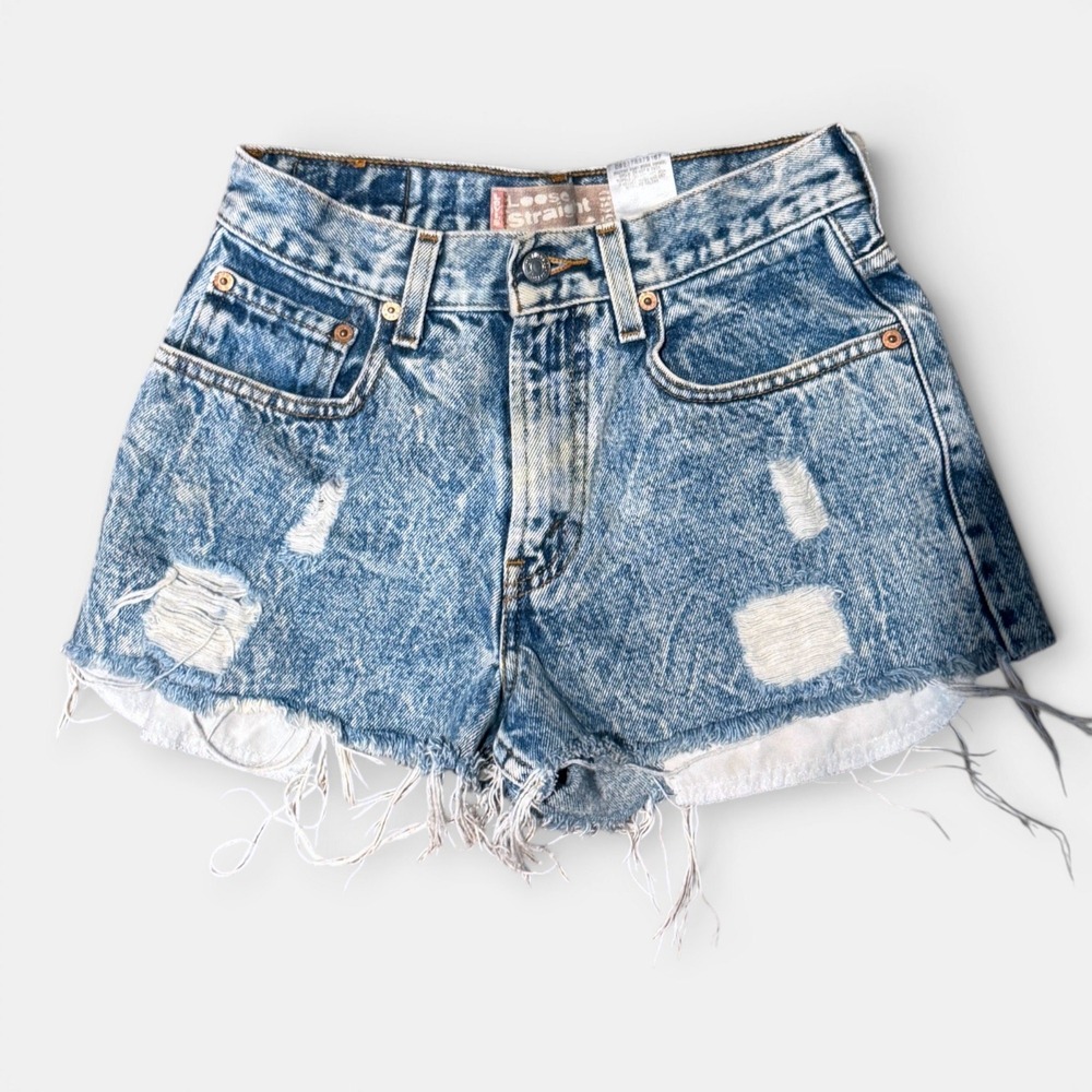 Vintage‎ Levi's 569 Loose Straight Cutoff Shorts Light Wash Denim Women 4 6 27